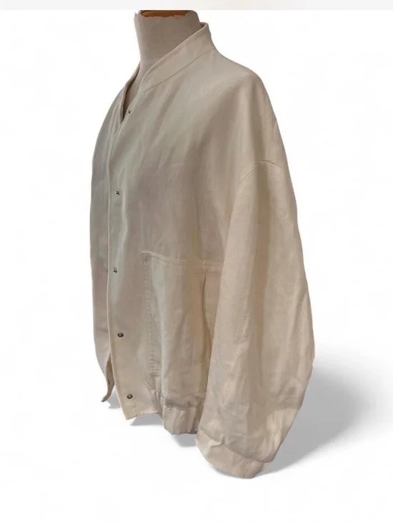 Zara Linen Blend Oversized Bomber Jacket in Cream - Size S - Picture 4 of 10